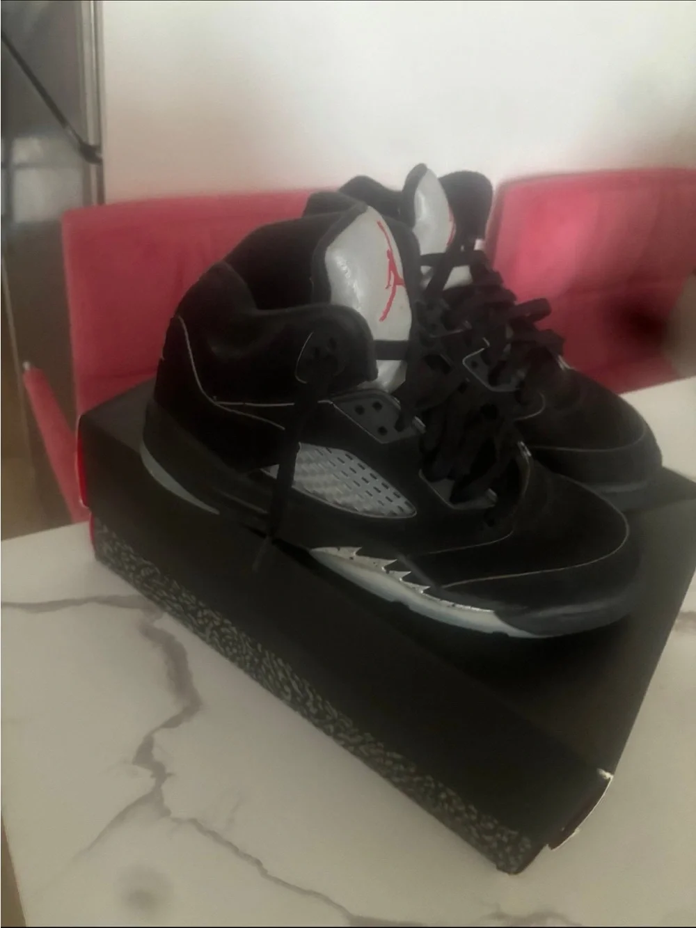 Jordan Black and Gray High-Top Sneakers with Red Jumpman